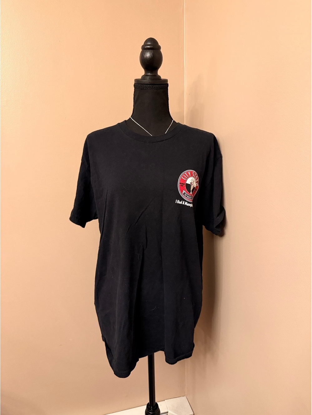The Naughty Nurse Black Graphic T-Shirt Size Large